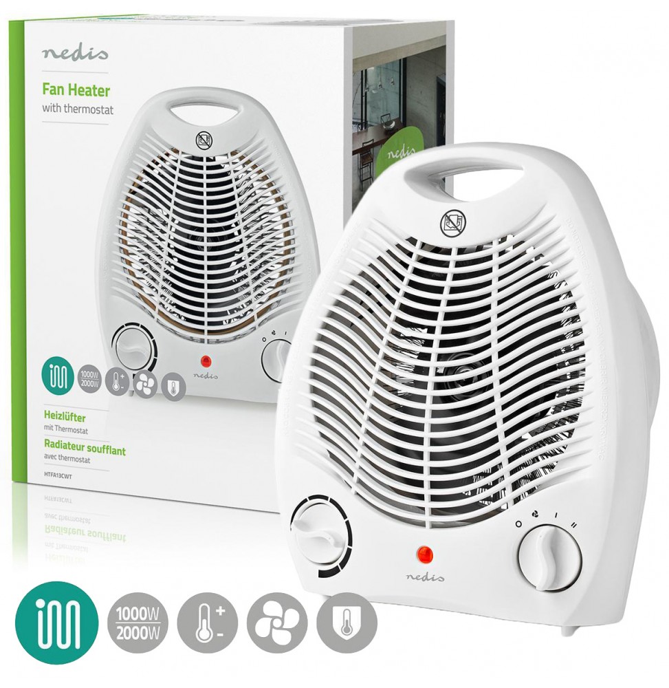 Nedis Stufetta Termoventilatore Elettrico Bagno 1000 / 2000 Watt Basso