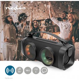 Nedis Cassa Altoparlante Boombox Bluetooth® Luci Party 24 W USB SD AUX 5 ore