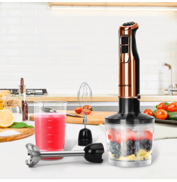 Aigostar Buckle Frullatore a Immersione 4 in 1 Minipimer 1000W 6 Velocità Nero