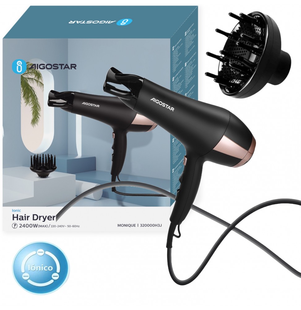 Aigostar Monique Asciguacapelli Ionico Professionale 2400 Watt 2 Velocita