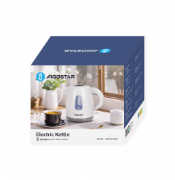 Aigostar Bollitore Elettrico 1.2L 2200W Senza BPA Bianco Grigio Off Automatico