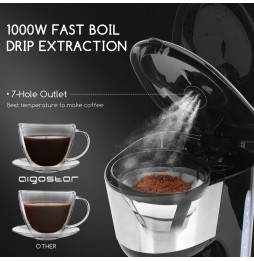 Aigostar Macchina Caffe Americano Te 10 Tazze 1000w 1.25l Acciaio Antigoccia