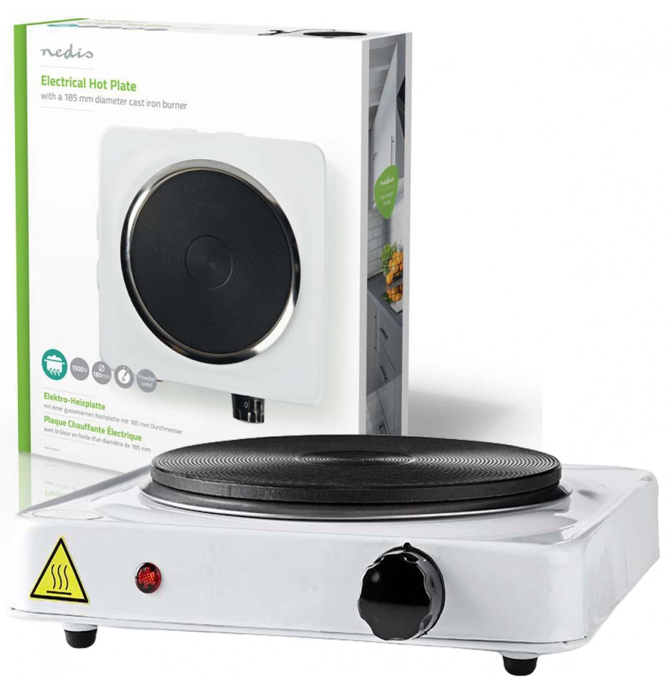 Nedis fornello piastra elettrica in acciaio 1500 Watt termostato 6 livelli temperatura