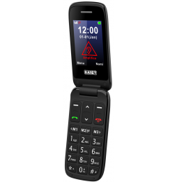 Saiet SCUDO TRE – Cellulare con Sportellino per Anziani, Tasti Grandi, SOS e Audio Potenziato Nero