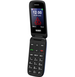 Saiet SCUDO TRE – Cellulare con Sportellino per Anziani, Tasti Grandi, SOS e Audio Potenziato Blu
