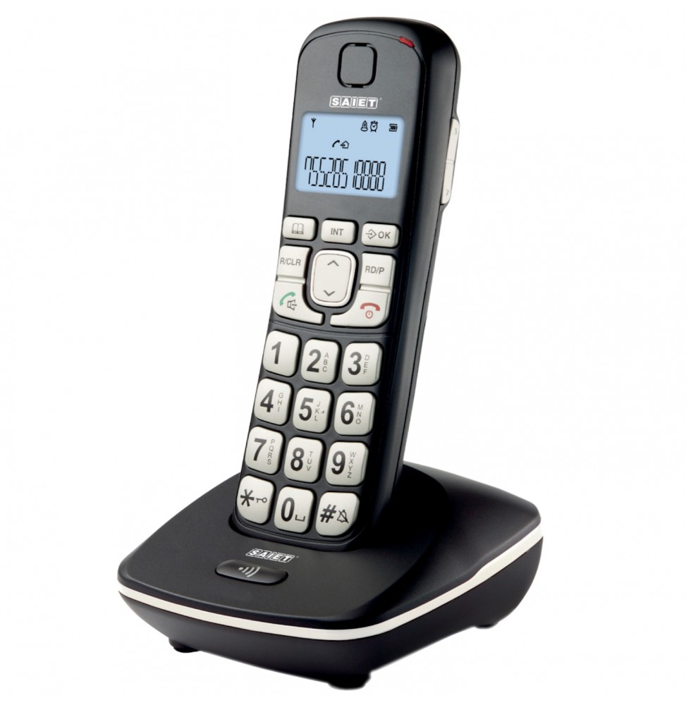 Saiet ERGO – Telefono Cordless con Display Grande, Tasti Ergonomici, Vivavoce e Tasto Boost