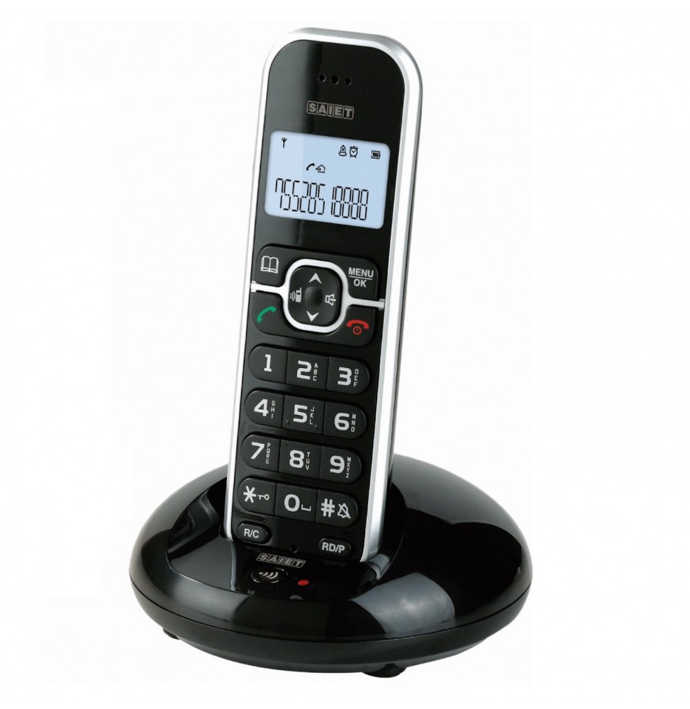 Saiet LEM Telefono Cordless Tasti Grandi Display LCD Vivavoce Rubrica 50 Contatti