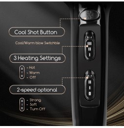 Aigostar Asciugacapelli Professionale 2400W Motore AC Ioni Diffusori
