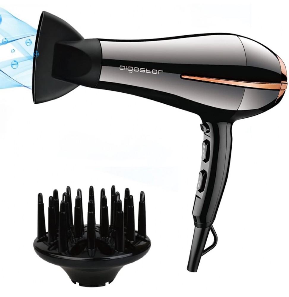 Aigostar Asciugacapelli Professionale 2400W Motore AC Ioni Diffusori