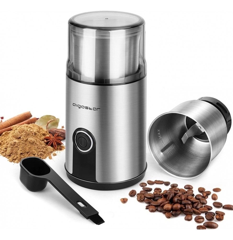 Aigostar Macinacaffe Spezie Elettrico Lame Acciaio Inox Frutta Secca 200W