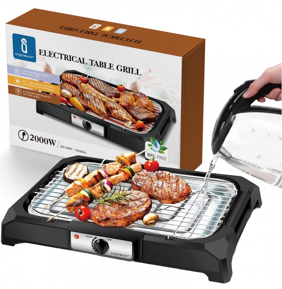 Aigostar Lava 31LDQ Griglia per barbecue elettrica senza fumo 2000 W  antiaderente