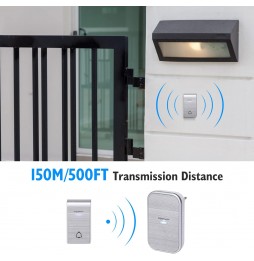 Aigostar Campanello Wireless Argento 36 Suonerie 150m IP44 2 Ricevitori E1