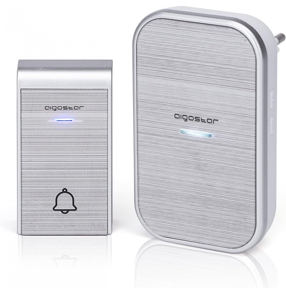 Aigostar Campanello Wireless Argento 36 Suonerie 150m IP44 Acrilico Moderno