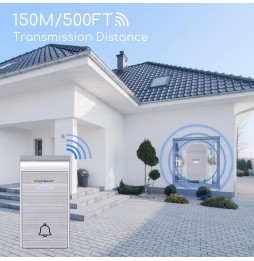 Aigostar Campanello Wireless Argento 36 Suonerie 150m IP44 Acrilico Moderno