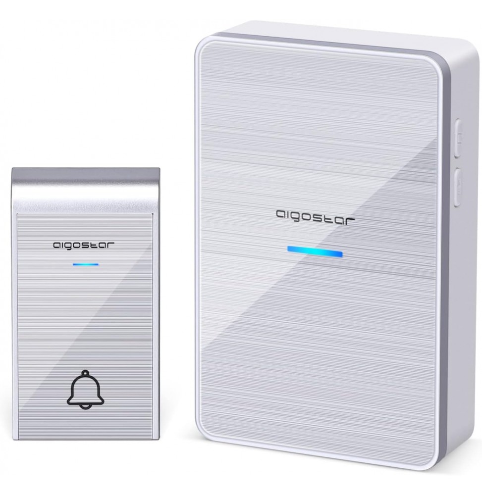 Aigostar Campanello Wireless DC Argento 36 Suonerie 150m IP44 Pannello Acrilico