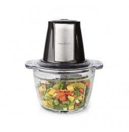 Nedis Tritatutto Elettrico 500W Contenitore Vetro 1L Lama Acciaio Inox Nero
