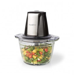 Nedis Tritatutto Elettrico 500W Contenitore Vetro 1L Lama Acciaio Inox Nero