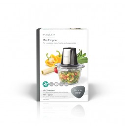 Nedis Tritatutto Elettrico 500W Contenitore Vetro 1L Lama Acciaio Inox Nero