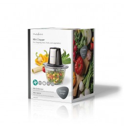 Nedis Tritatutto Elettrico 500W Contenitore Vetro 1L Lama Acciaio Inox Nero