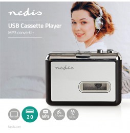 Nedis Convertitore Cassetta in MP3 USB Portatile con Cavo e Software di Editing