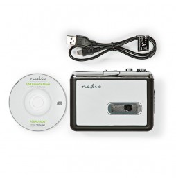 Nedis Convertitore Cassetta in MP3 USB Portatile con Cavo e Software di Editing