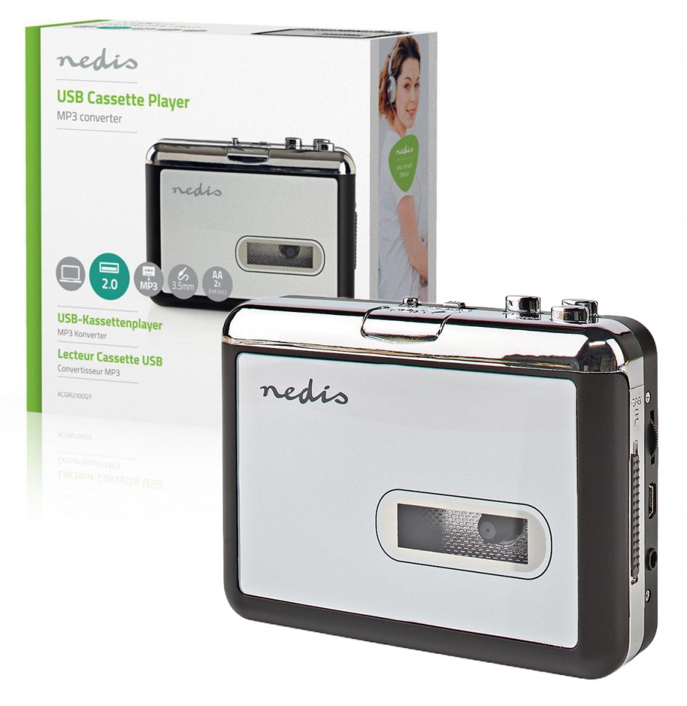 Nedis Convertitore Cassetta in MP3 USB Portatile con Cavo e Software di Editing