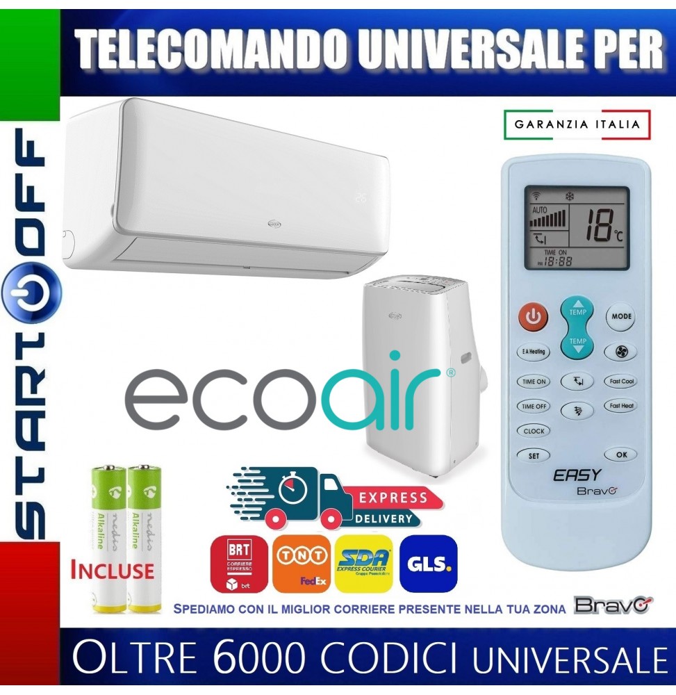 TELECOMANDO UNIVERSALE PER ECO AIR CONDIZIONATORE CLIMATIZZATORE D'ARIA