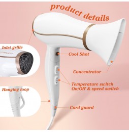 Aigostar Asciugacapelli Ionico Professionale 2200W 3 Temp 2 Vel Diffusore