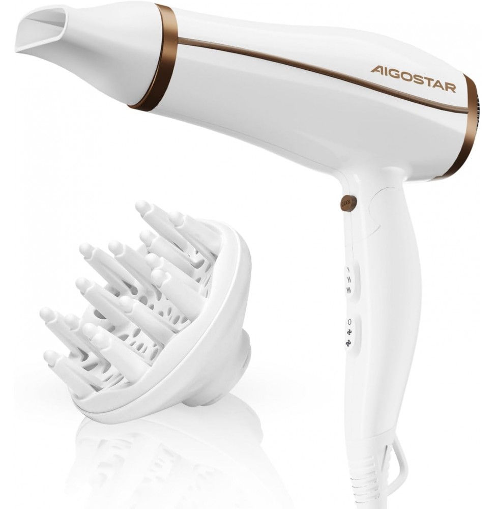 Aigostar Asciugacapelli Ionico Professionale 2200W 3 Temp 2 Vel Diffusore