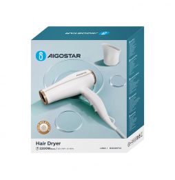 Aigostar Asciugacapelli Ionico Professionale 2200W 3 Temp 2 Vel Diffusore