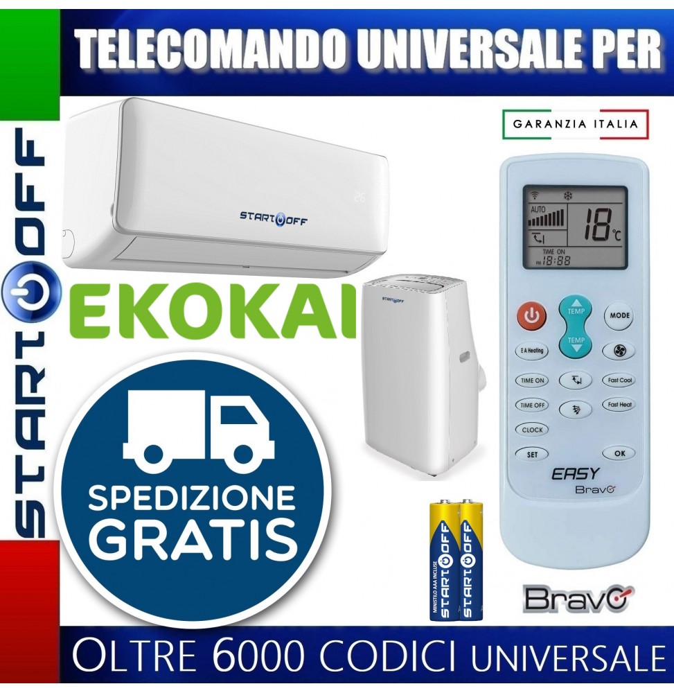 TELECOMANDO UNIVERSALE PER EKOKAI CONDIZIONATORE CLIMATIZZATORE D'ARIA
