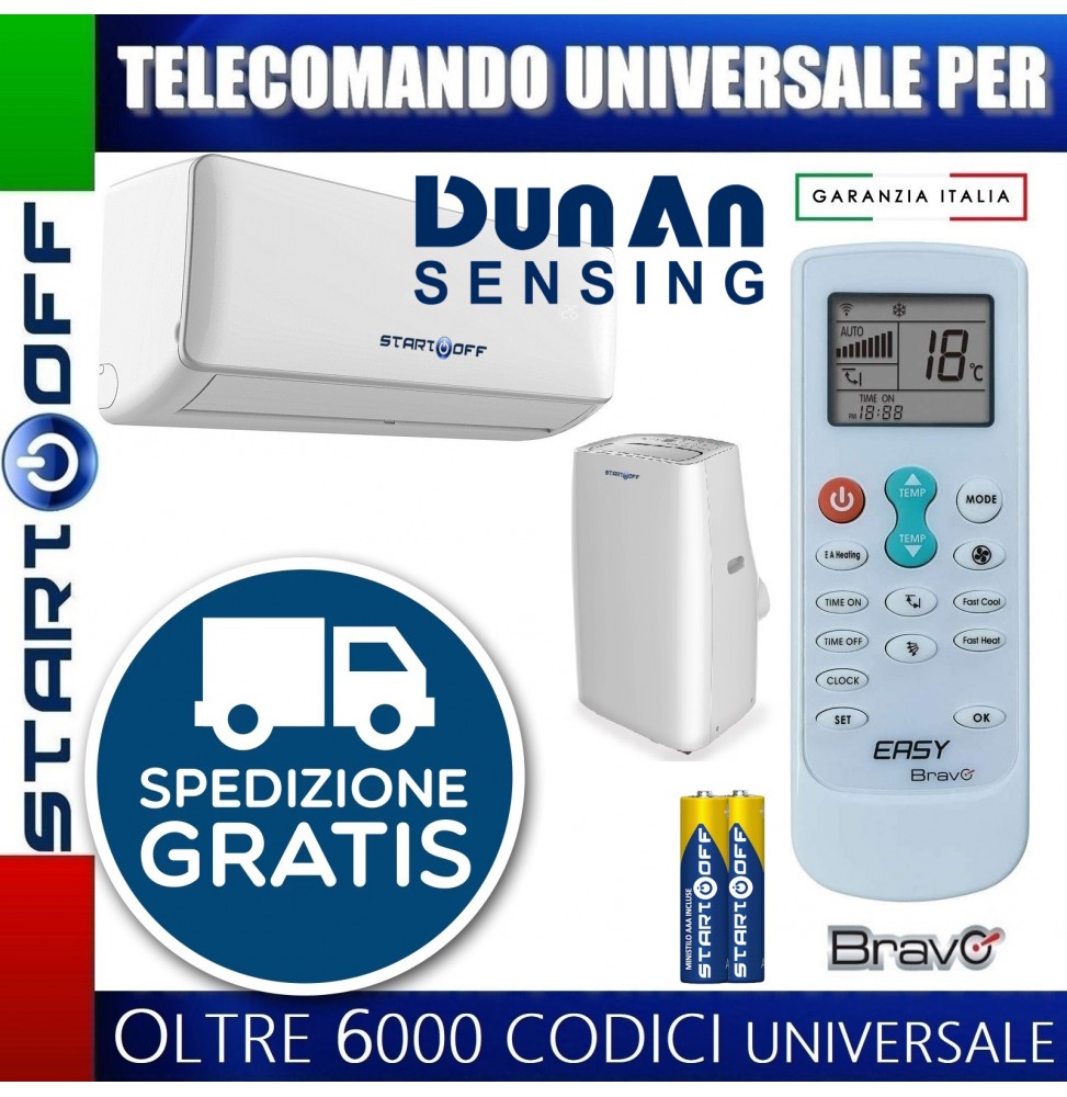 TELECOMANDO UNIVERSALE PER DUNAN CONDIZIONATORE CLIMATIZZATORE D'ARIA