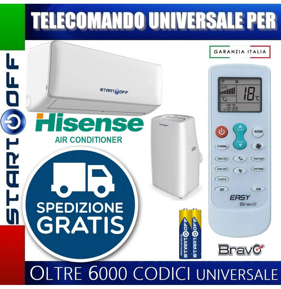 TELECOMANDO UNIVERSALE PER HISENSE CONDIZIONATORE CLIMATIZZATORE D'ARIA