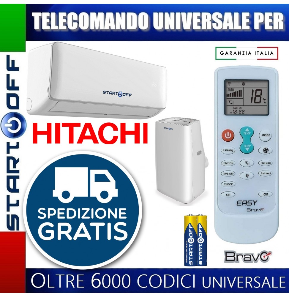 TELECOMANDO UNIVERSALE PER HITACHI CONDIZIONATORE CLIMATIZZATORE D'ARIA