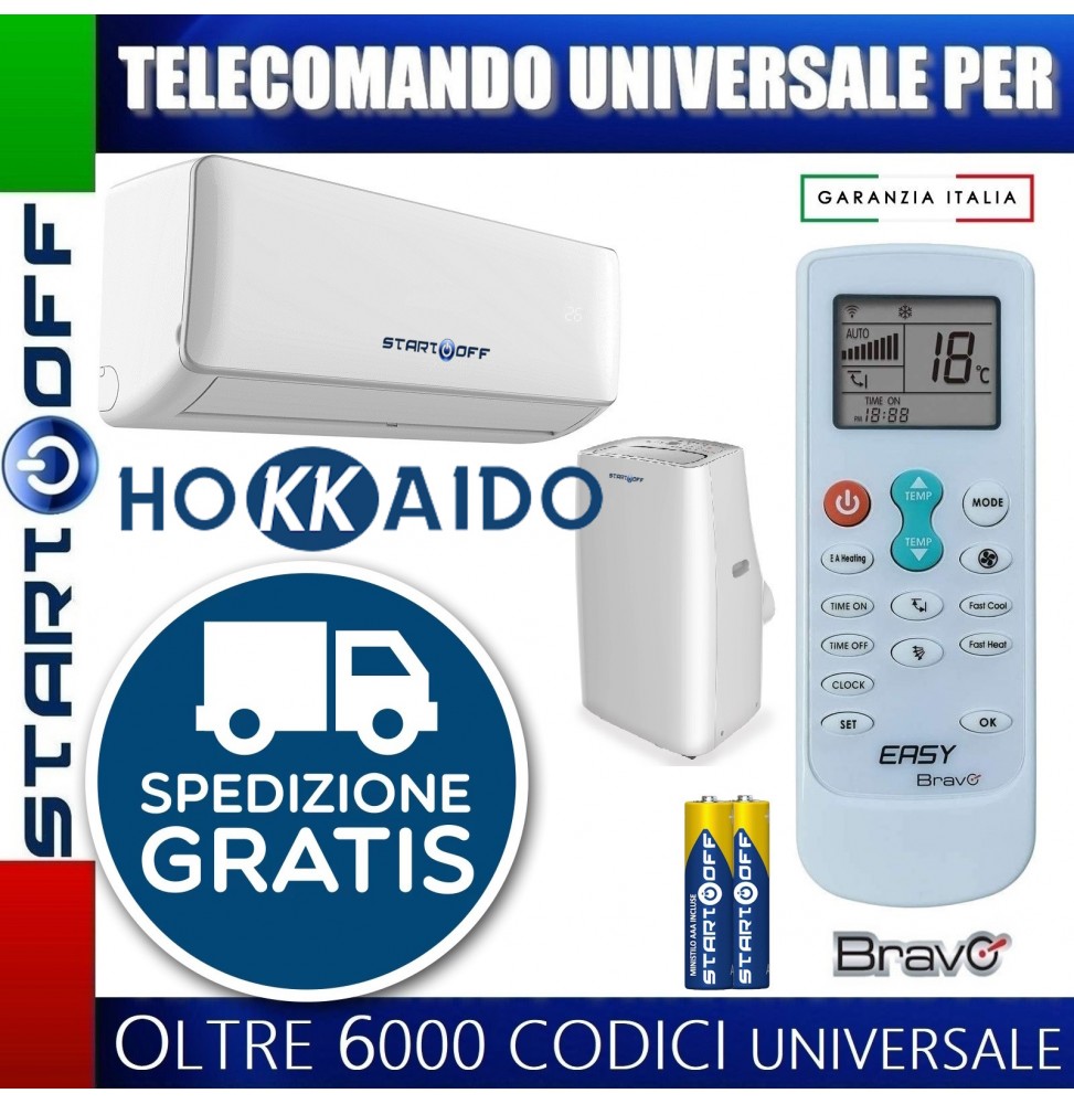 TELECOMANDO UNIVERSALE PER HOKKAIDO CONDIZIONATORE CLIMATIZZATORE D'ARIA