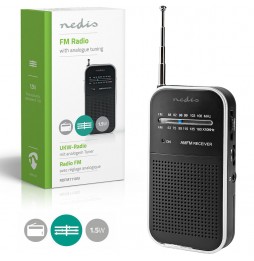 Nedis Radio FM AM Portatile Analogica Tascabile...