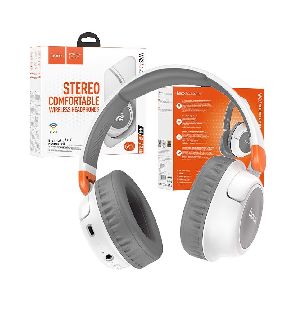 Hoco W43 Cuffie Padiglione Bluetooth 25h Autonomia 120 Ore Aux Tf Siri