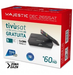 New Majestic SAT-265 Decoder Tivùsat HD Scheda Inclusa Smart Card HEVC HDMI RCA