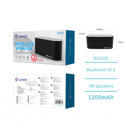 Unico BS1629 Cassa Speaker Multimediale Bluetooth AUX Grigio Batteria 1200mAh