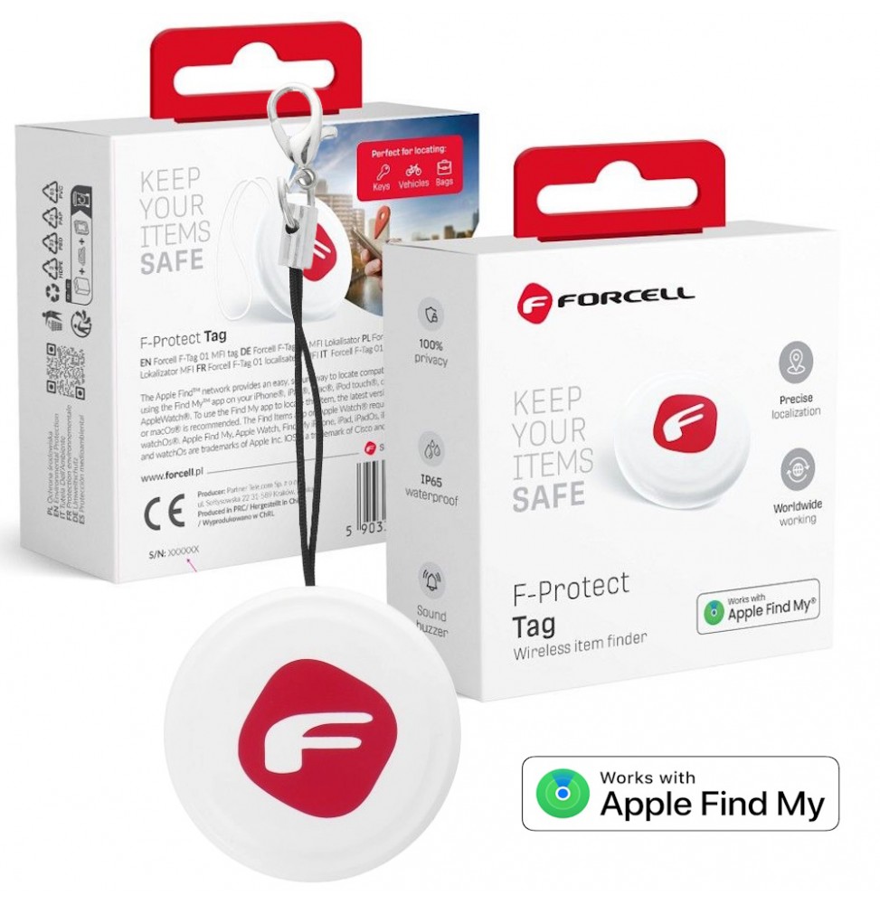 Forcell TAG F01 Localizzatore Certificato Apple Find My iOS 14.5 Batteria 12 Mesi﻿