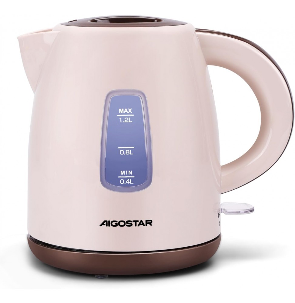 Aigostar Bollitore Elettrico 1.2L 2200W Senza BPA Panna Cioccolato