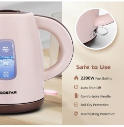 Aigostar Bollitore Elettrico 1.2L 2200W Senza BPA Panna Cioccolato