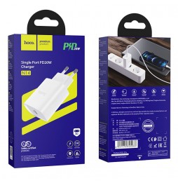 Hoco N14 Caricabatteria Rete Type C Pd 20w Fast Charge Iphone Eu Bianco