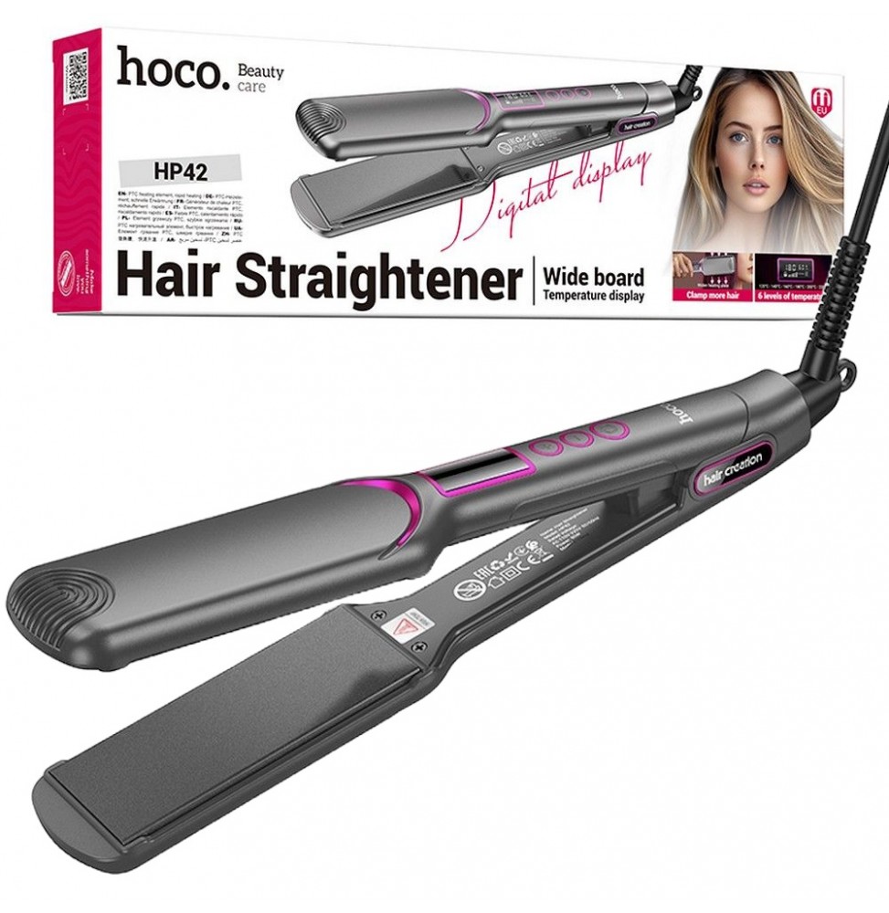 Hoco HP42 Piastra Per Capelli Hair Straightener Extra Large 120°C A 220°C
