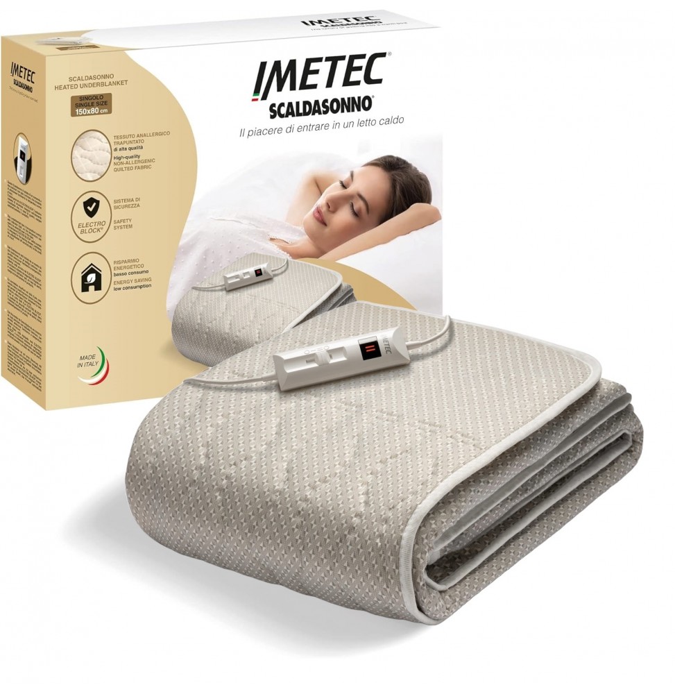 Imetec Scaldasonno Singolo Tessuto Anallergico Trapuntato 150x80cm Made in Italy