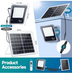 Aigostar Faro LED Solare 50W 500lm IP66 Luce Fredda 6500K Policristallino