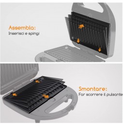 Aigostar Rubik Piastra Sandwich 3 in 1 800W Waffle Toast Grill Antiaderente