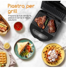 Aigostar Rubik Piastra Sandwich 3 in 1 800W Waffle Toast Grill Antiaderente