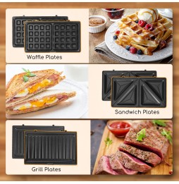 Aigostar Rubik Piastra Sandwich 3 in 1 800W Waffle Toast Grill Antiaderente