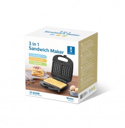 Aigostar Rubik Piastra Sandwich 3 in 1 800W Waffle Toast Grill Antiaderente